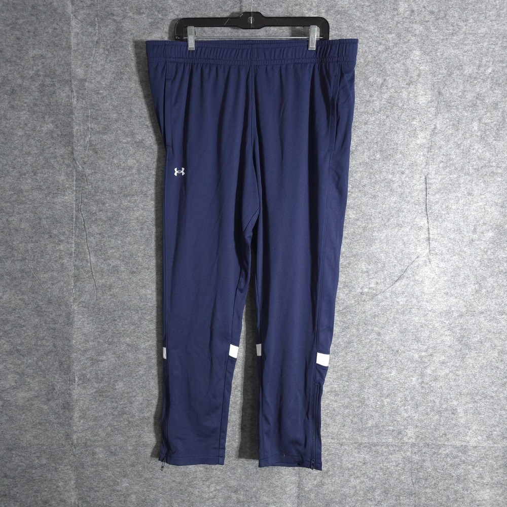 Under Armour Track Pants Womens XL Navy Blue Knit Athletic Zip Ankle Stretch